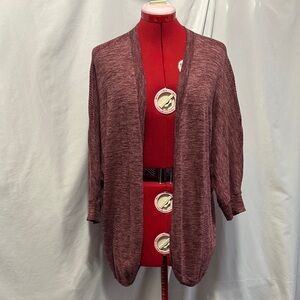 MM130 Cleo Red Cardigan Sweater Open Front Relaxed Fit